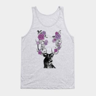 Stag and Roses | Stag and Flowers | Purple Roses | Tank Top